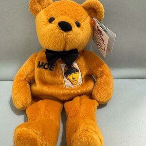 Moe The Three Stooges 1999 Plush Teddy Bear with Black Bow original with tag